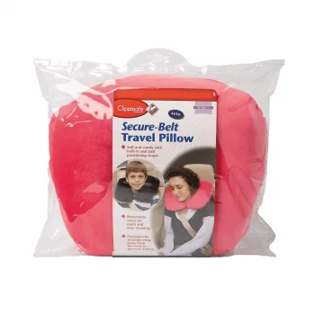 Clippasafe Secure-Belt Travel Pillow for Cars – Pink (8+ Years)