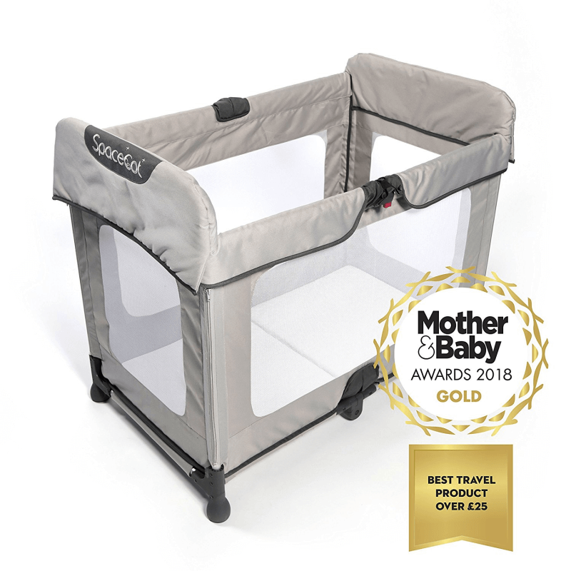 SpaceCot Travel Cot In Stone Grey Olivers BabyCare