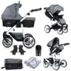 Venicci Soft Vento 3 in 1 Travel System (9 Piece Bundle) - Denim Grey / White