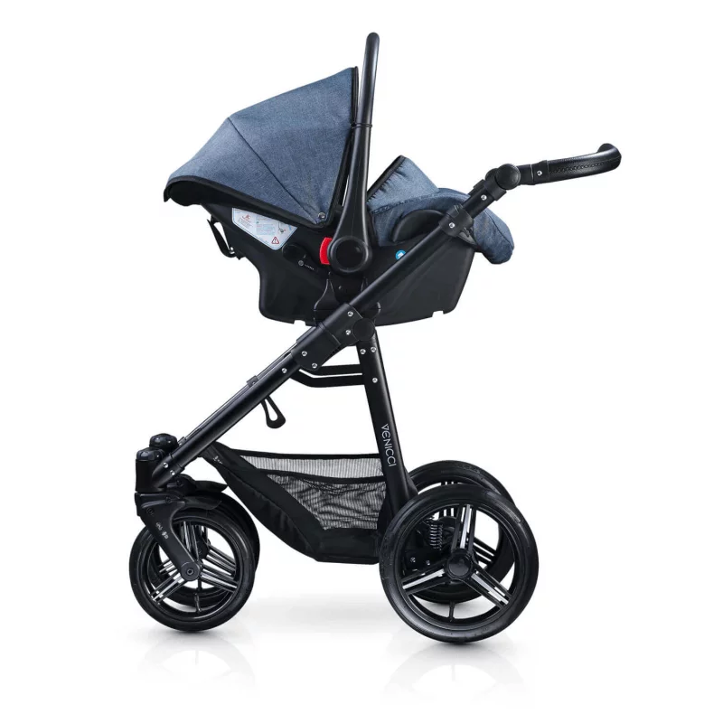 Venicci Soft Vento 3 in 1 Travel System 9 Piece Bundle Denim Blue Black Olivers BabyCare