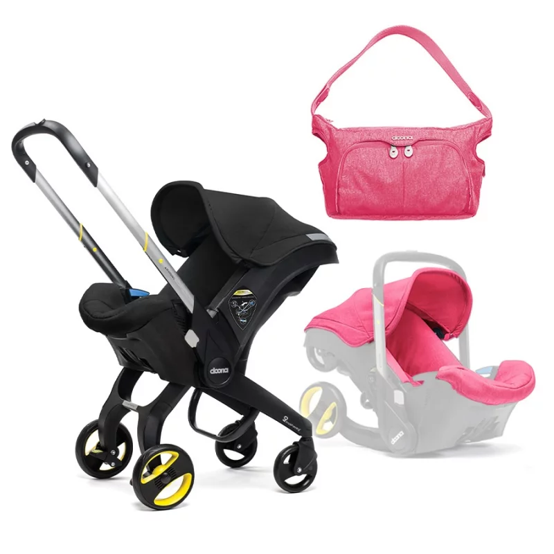 Doona Car Seat Stroller FREE Colour Pack Essentials Bag Black Pink