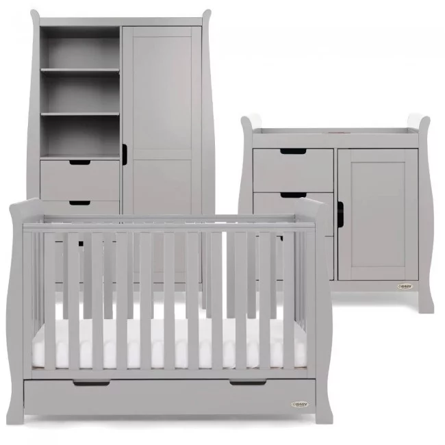 Obaby Stamford Mini 3 Piece Nursery Furniture Room Set - Warm Grey