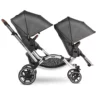 Zoom Double Tandem Pushchair Side View 2 Seats Sunshade Down