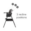 Tutti Bambini Nova Evolutionary Highchair in Black 3 recline positions