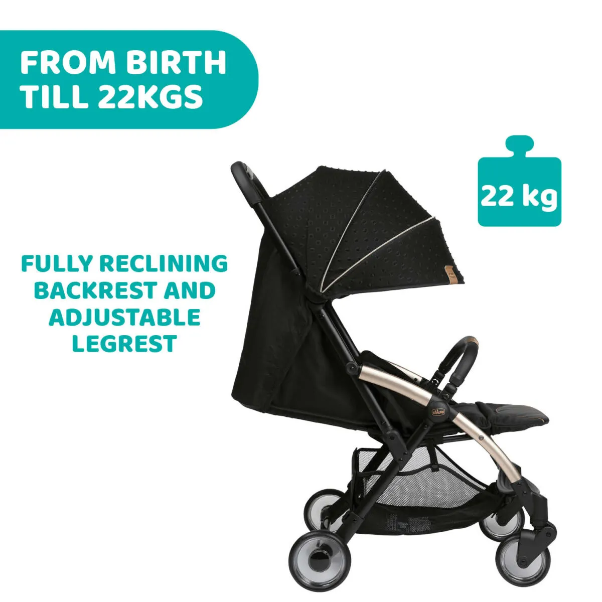 Chicco Goody Plus Stroller - Black Re_Lux - Image 3