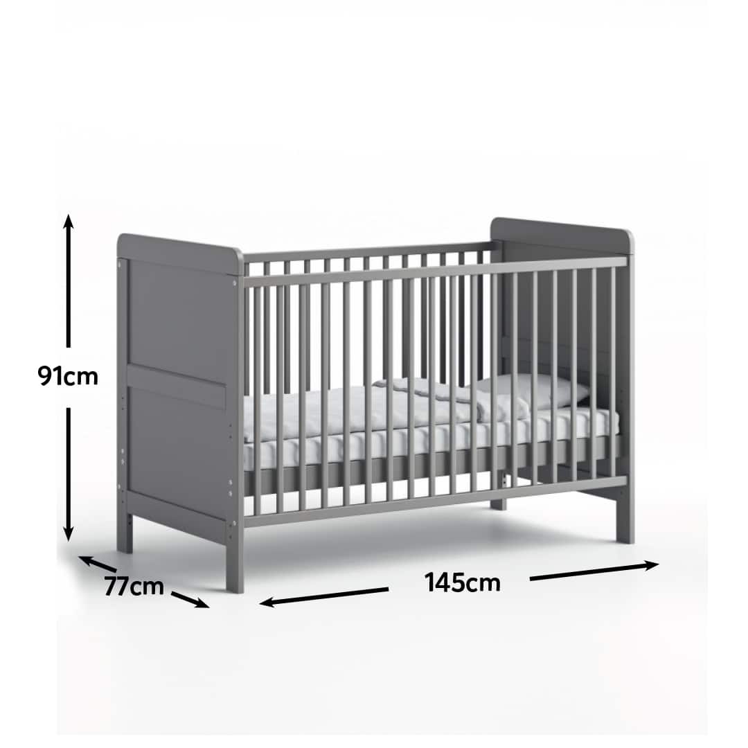 Little Acorns Classic Cot Bed Grey