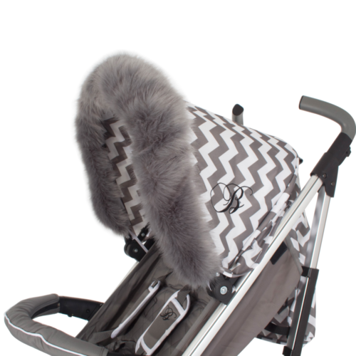 My Babiie Pram Hood Fur Trim - Grey