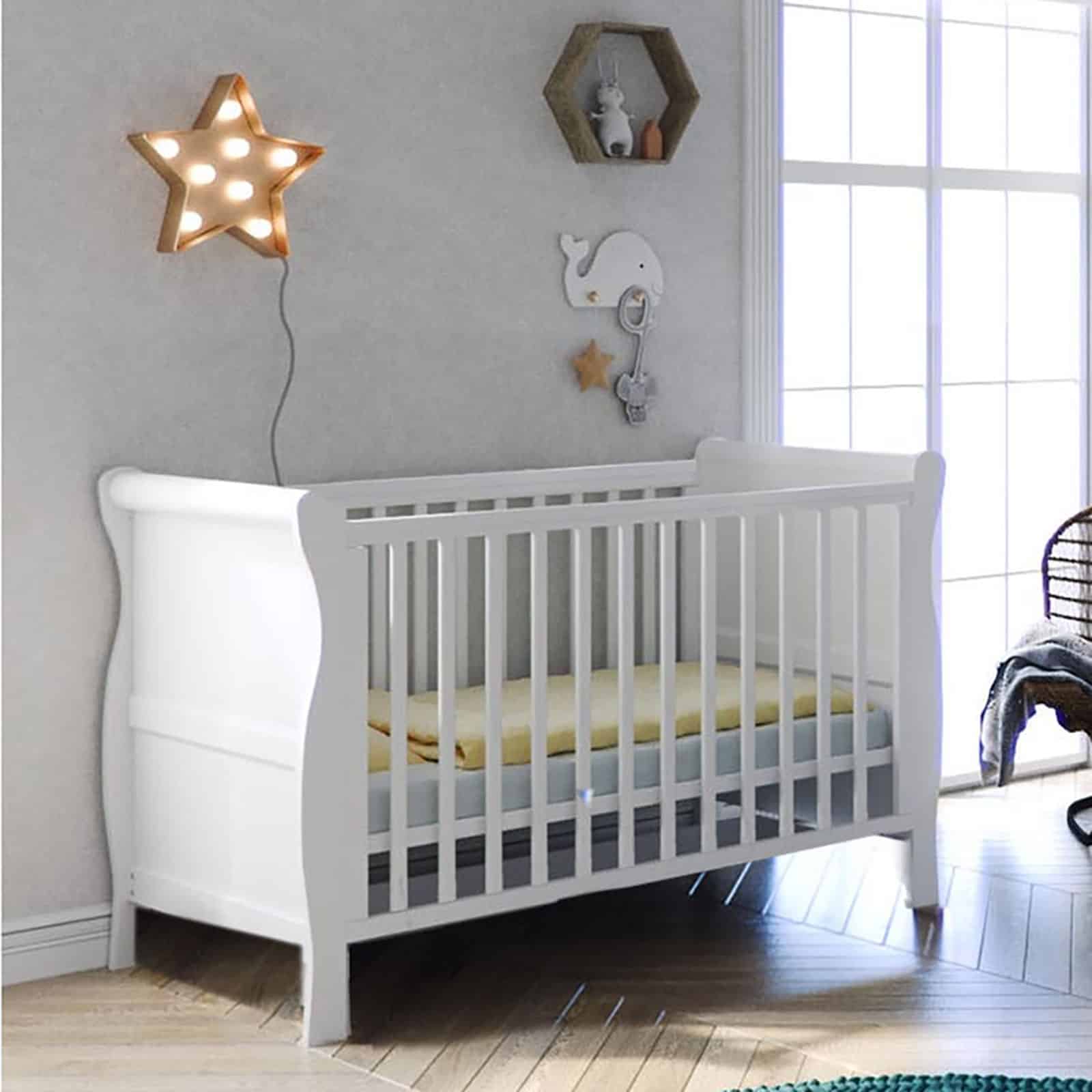 Little Acorns Traditional Sleigh Cot Bed White