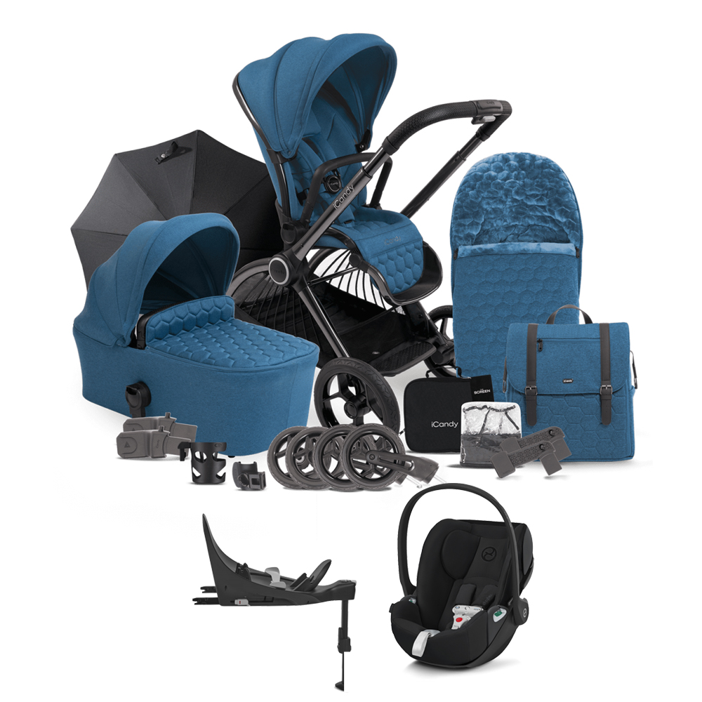 iCandy Core Travel System | Complete Cybex Cloud Z2 plus ISOFIX Bundle Atlantis Blue