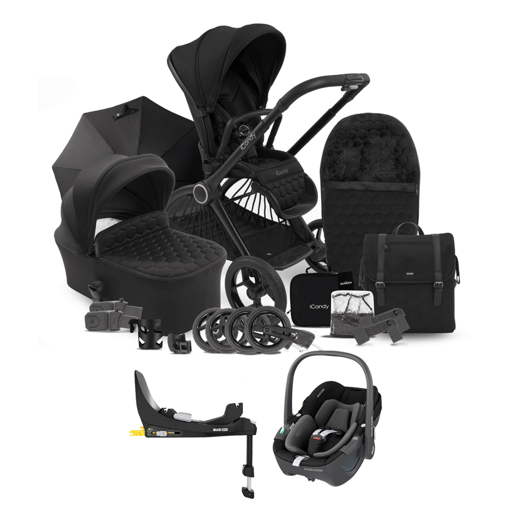 iCandy Core Travel System - Complete Bundle - Maxi Cosi Pebble 360 plus ISOFIX Base Black