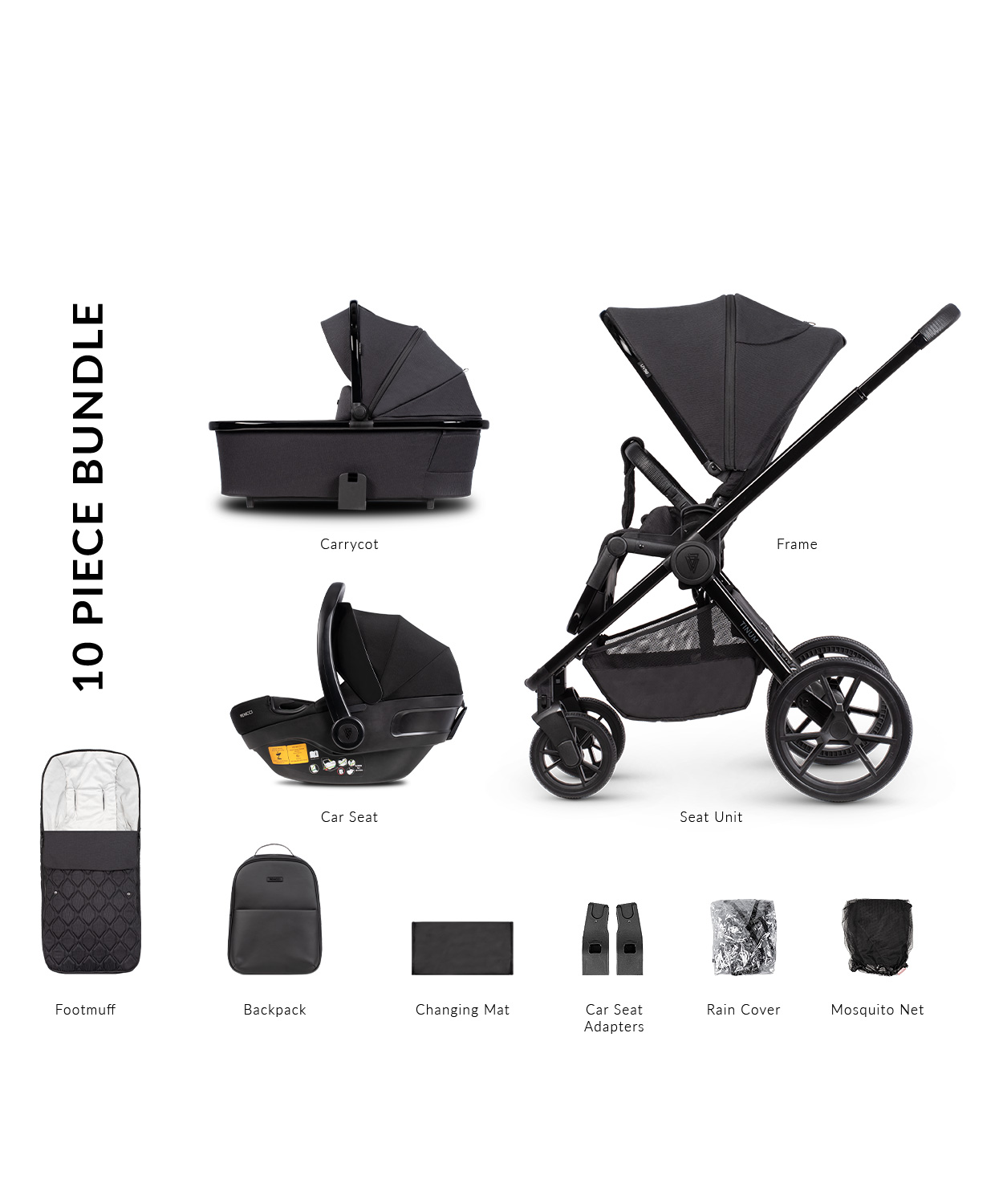 Venicci Tinum Edge 3 in 1 Pushchair Travel System Bundle Special Edition Raven