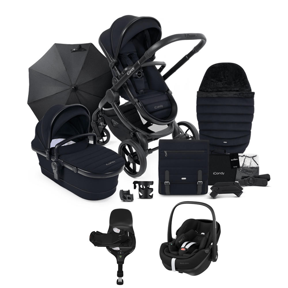 iCandy Peach 7 Complete Travel System Bundle with Maxi Cosi Pebble 360 PRO & Pro Slide Base Black Edition