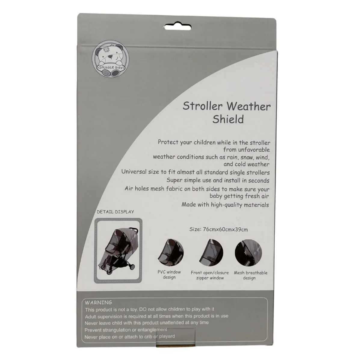 back view of Snuggle Baby Stroller & Pram Deluxe Weather Shield box