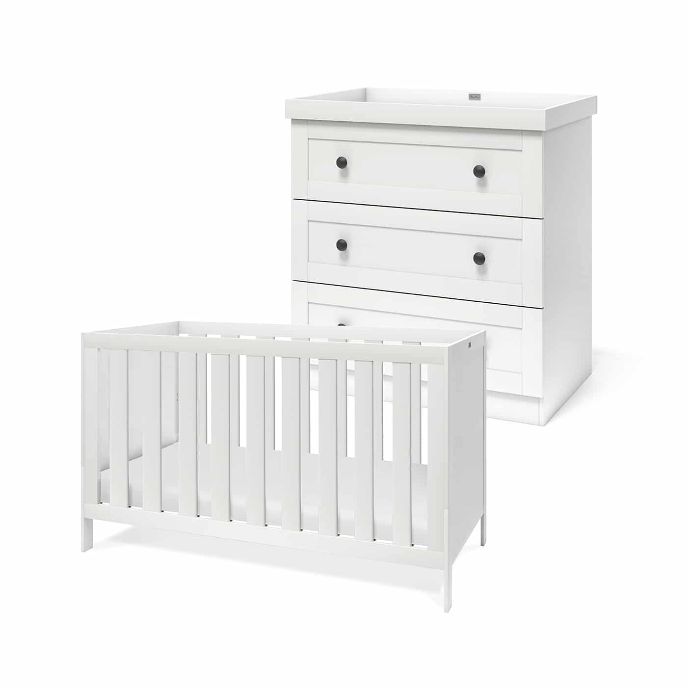 Silver Cross Bromley 2 Piece Nursery Furniture Room Set Includes Cot Bed and Dresser White Olivers BabyCare