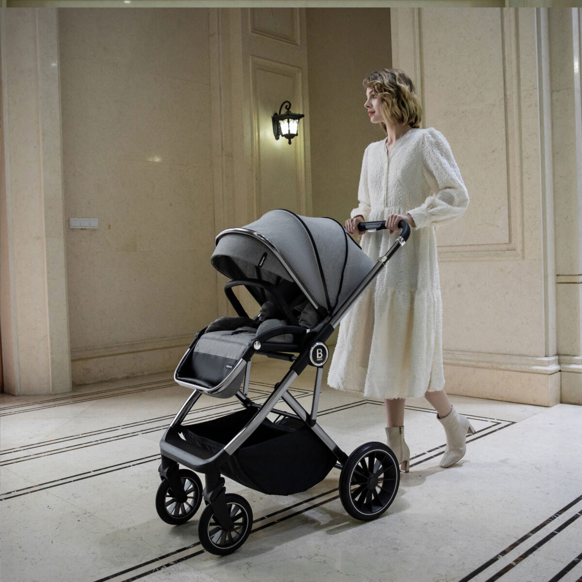 Chia Pram Pushchair - Pearl Grey-3