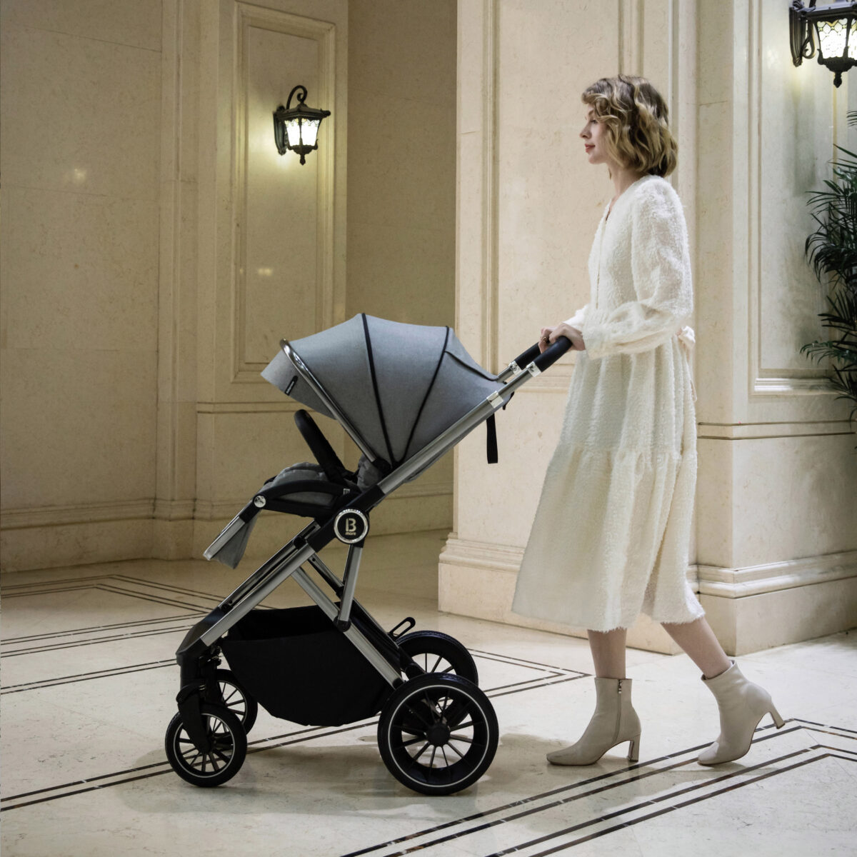 Chia Pram Pushchair - Pearl Grey-5