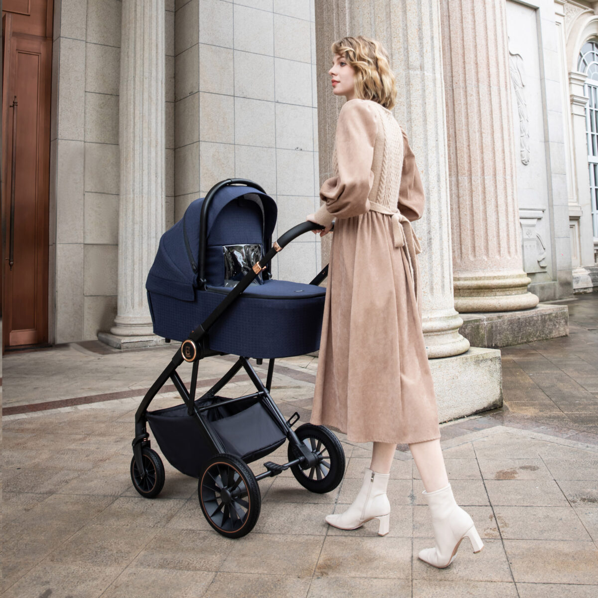 Chia Travel System Pecan with Base - Midnight Blue-3