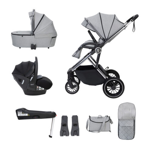 Chia Travel System Pecan with Base - Pearl Grey-1