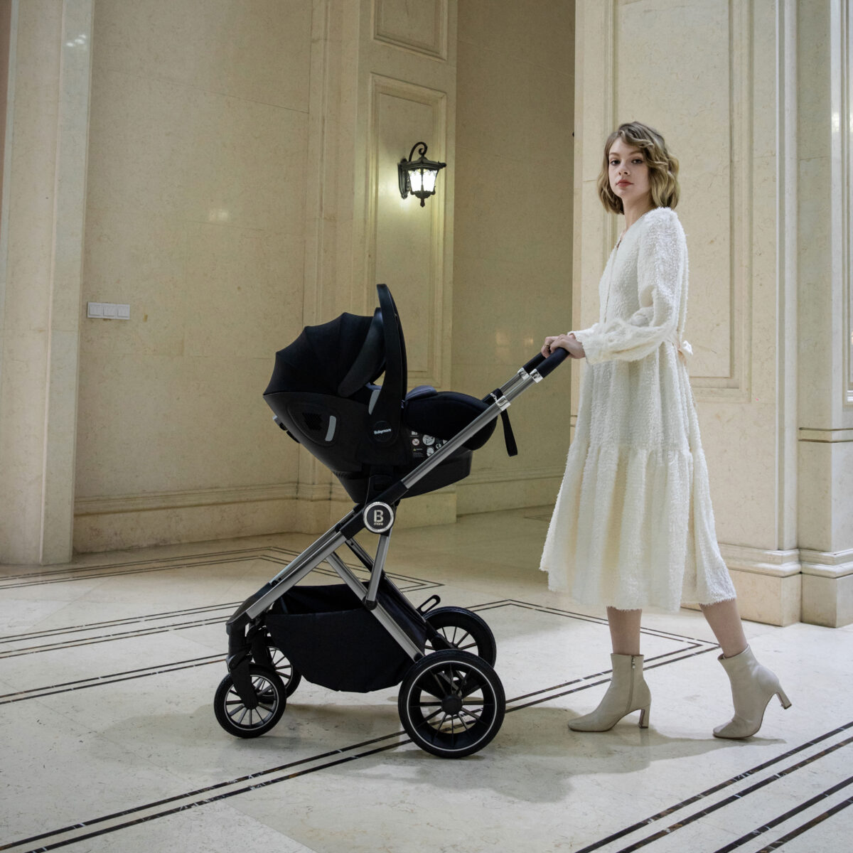 Chia Travel System Pecan with Base - Pearl Grey-4