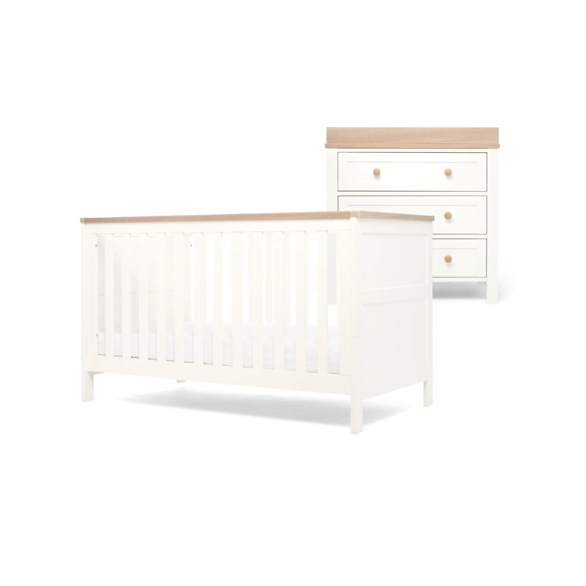 Mamas+Papas-Wedmore-2-Piece-Cotbed-Range-with-Dresser-Changer-White-Natural