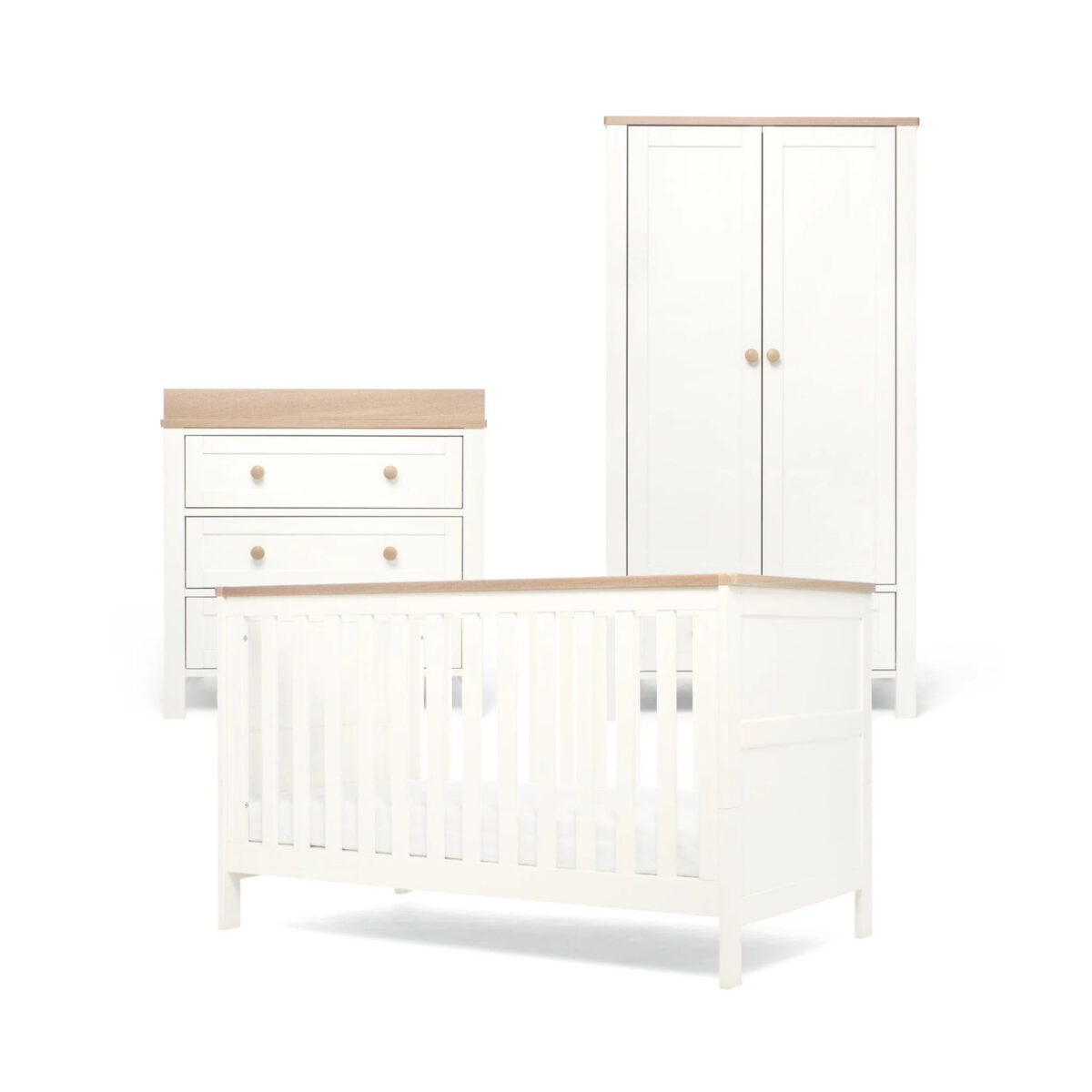 Mamas+Papas-Wedmore-3-Piece-Cotbed-Range-with-Dresser-Changer+Wardrobe-White-Natural