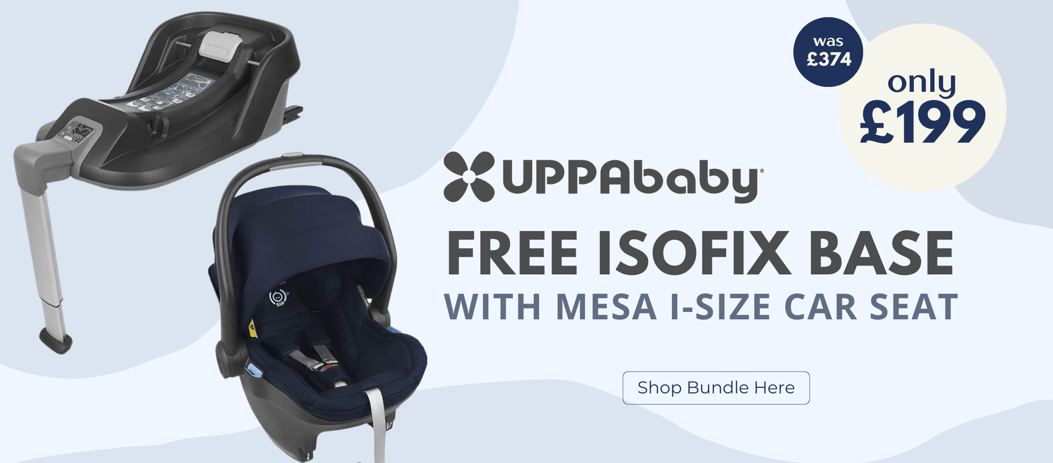 Uppababy mesa i-Size with free base bundle car seat sale Banner - Tablet