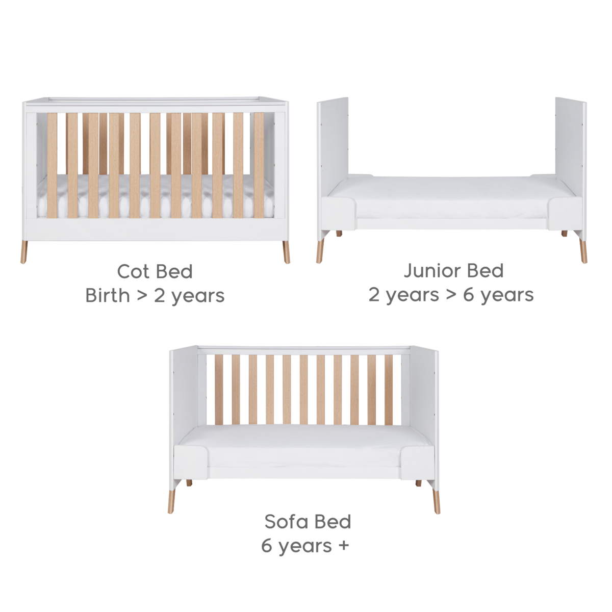 Fuori Cot Bed - White & Light Oak 7