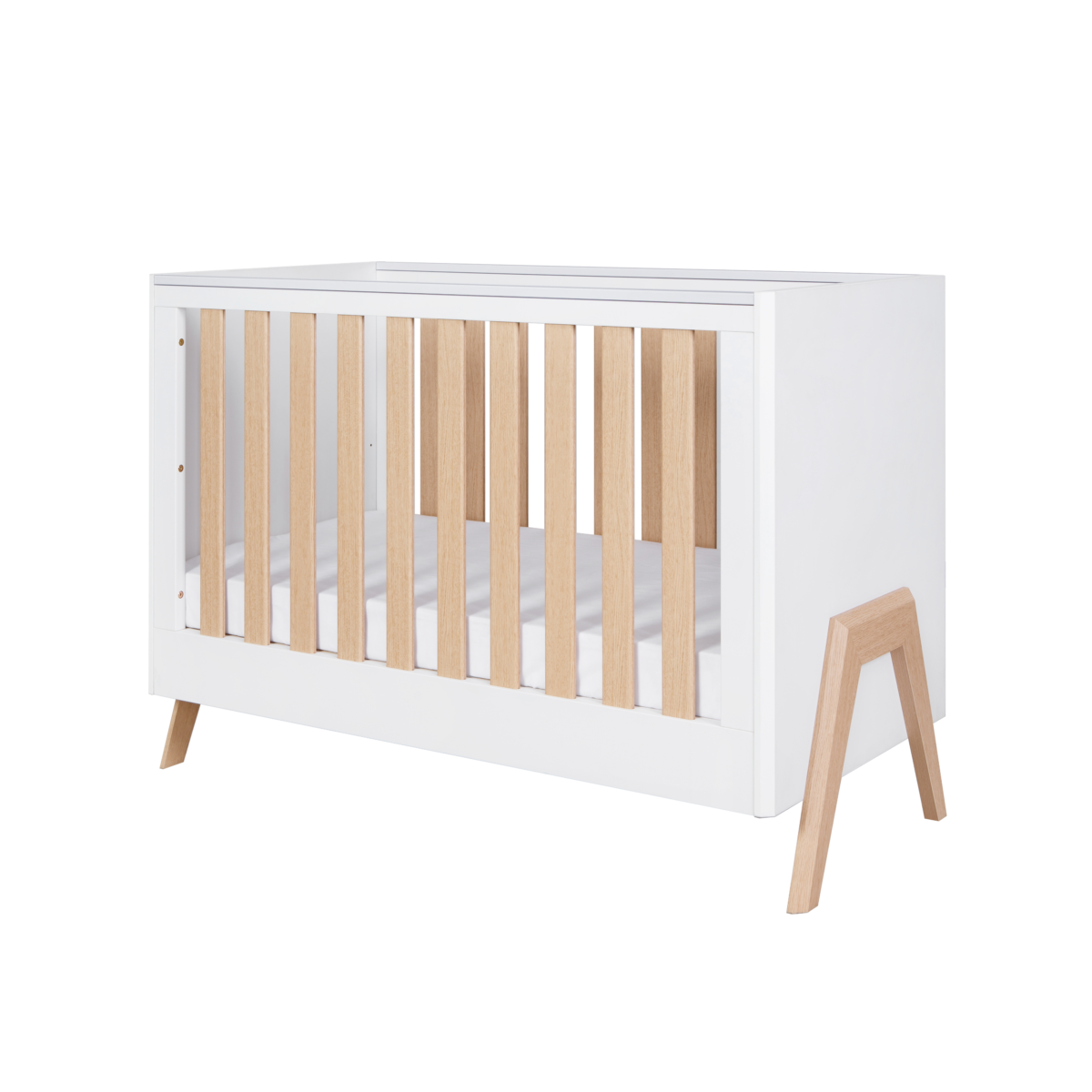 Fuori Mini Cot Bed - White & Light Oak 2