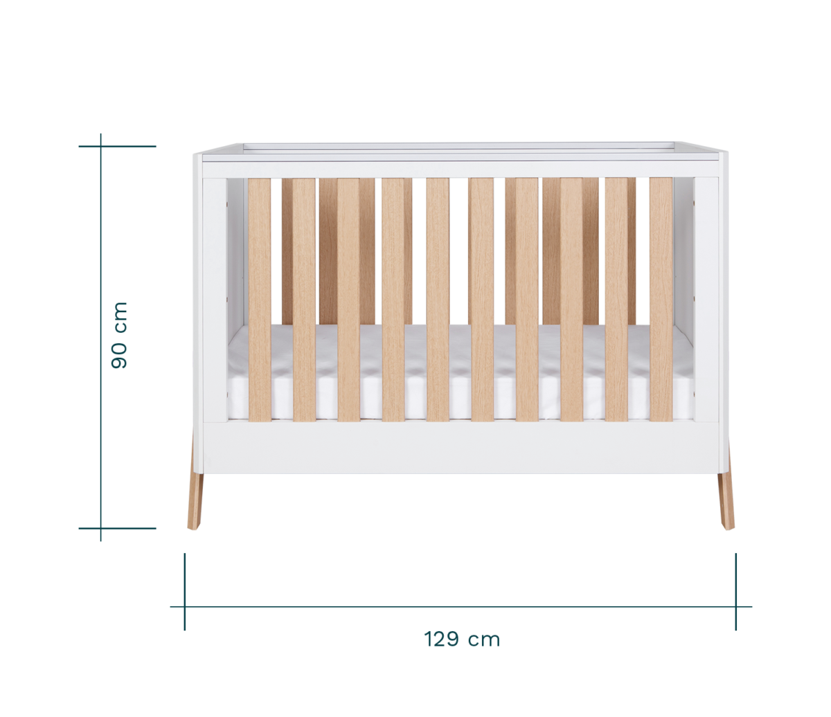 Fuori Mini Cot Bed - White & Light Oak 8