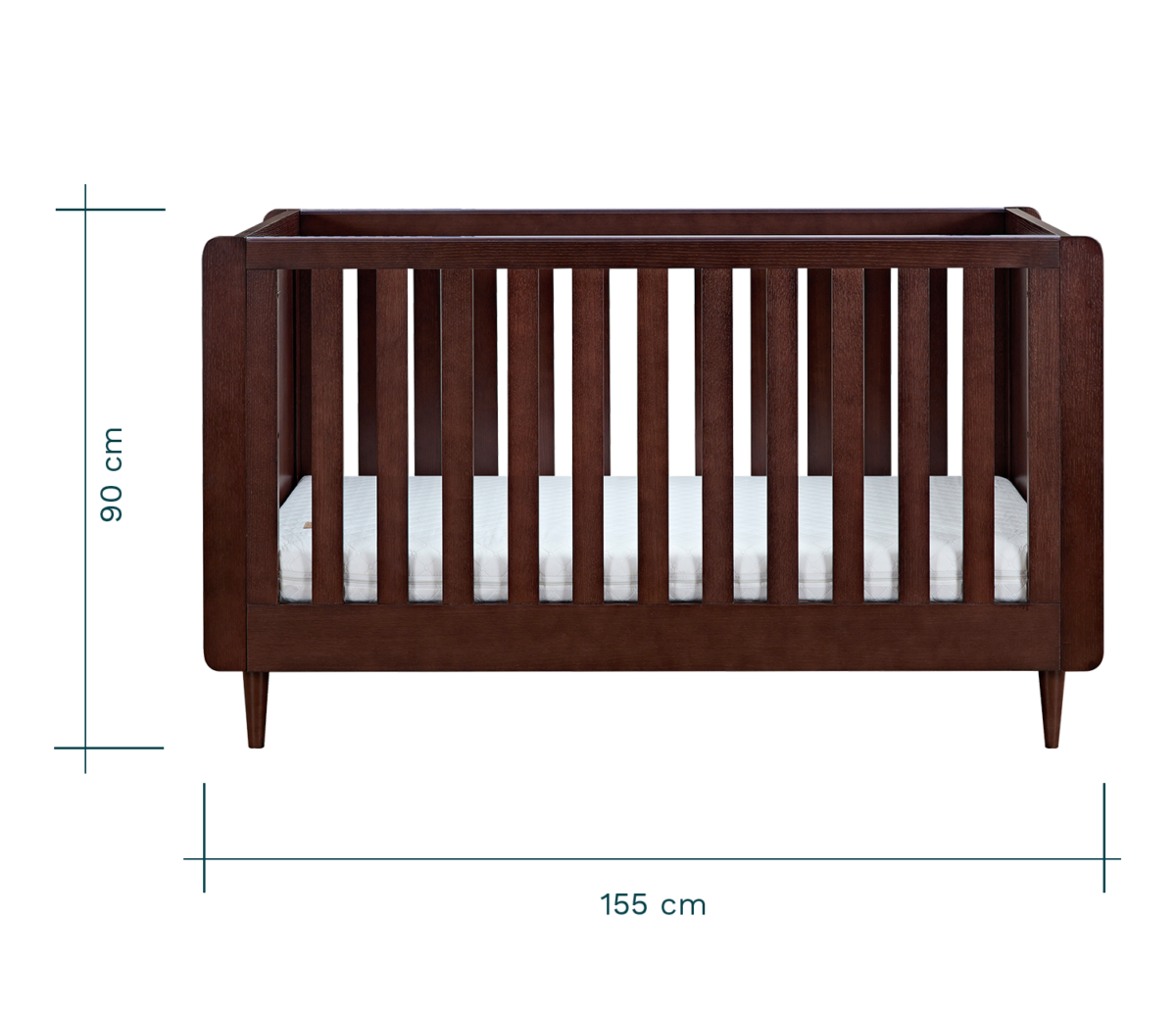 Japandi Cot Bed - Warm Walnut 15