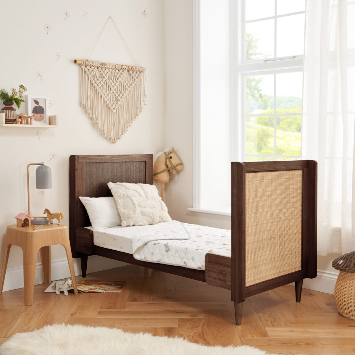 Japandi Cot Bed - Warm Walnut 2