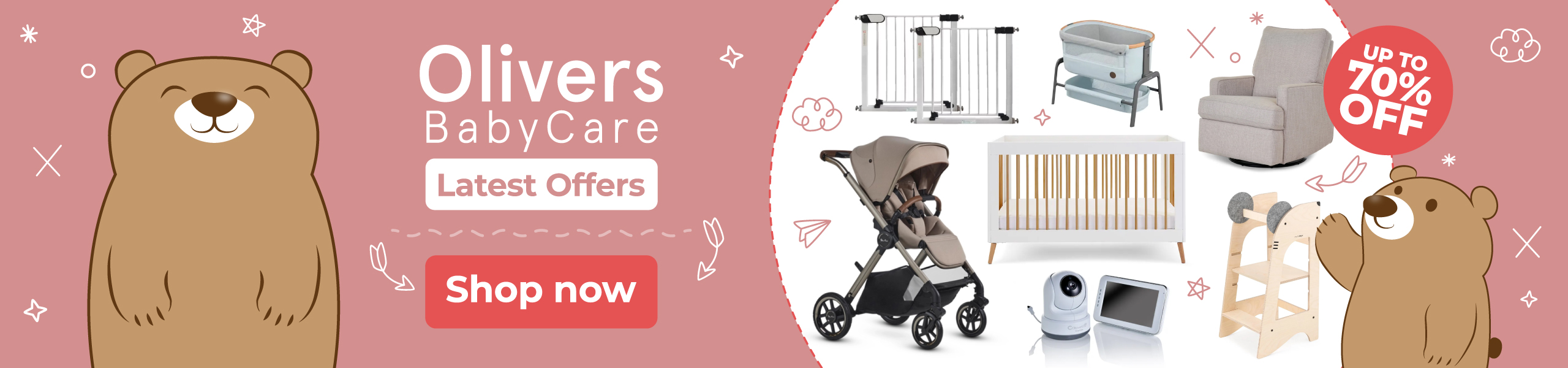 Olivers Baby car sale up to 70% off banner