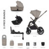 Venicci Upline 2 Travel system including car seat, base - Taupe with 11 piece bundle