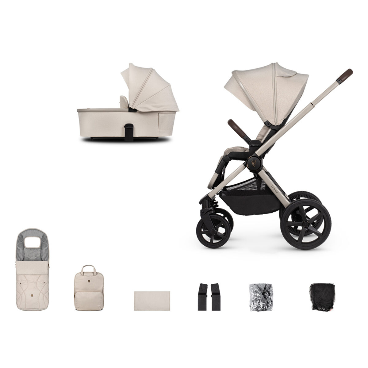 Venicci Upline 2 Pushchair & Carrycot with Accessories - Stone Beige