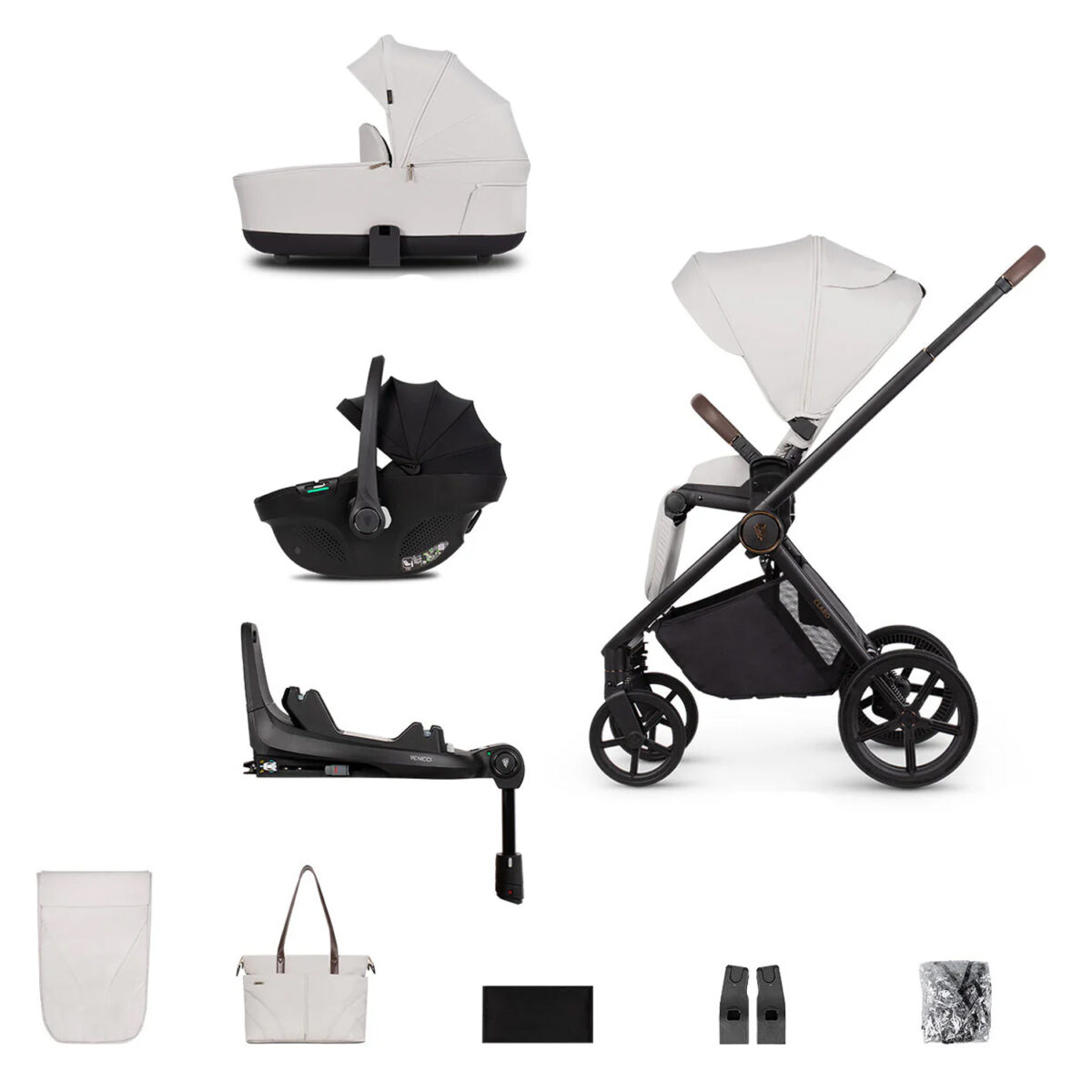 Venicci Claro Travel System with Tiago 360 Car Seat & ISOFIX Base - Vanilla