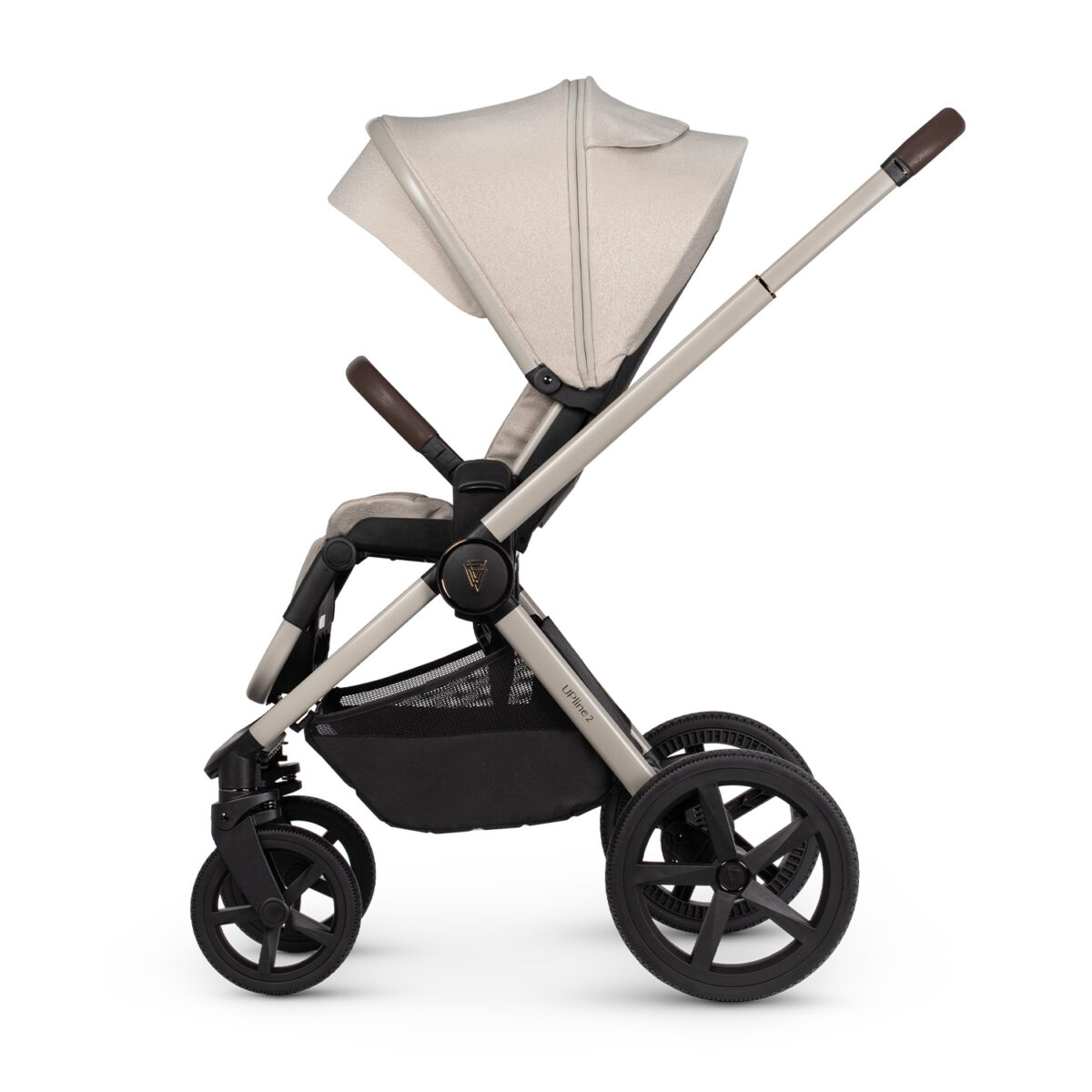 Venicci Upline 2 Stone Beige pushchair with seat unit right side view