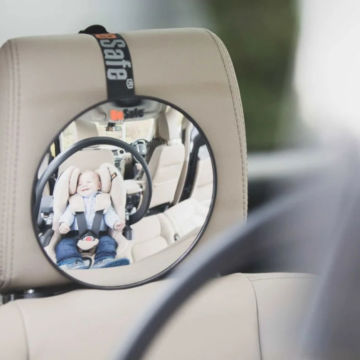 Car Seat rear view mirror to help parent view children facing the rear of the car.